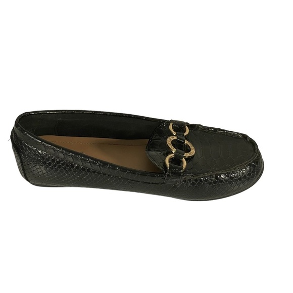 Jones New York Sundale Black Embossed Faux Leather Slip On Comfort Flats Sz 10 - Picture 3 of 10